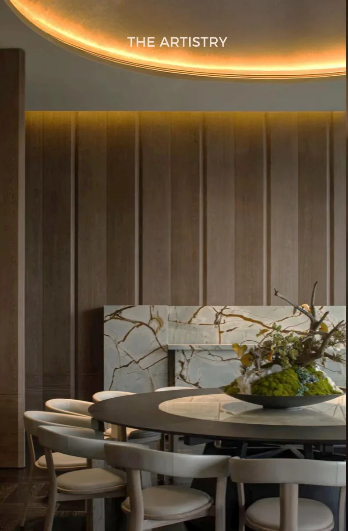 AETAS Taman Desa interior artist impression, warm timber and marble dining space